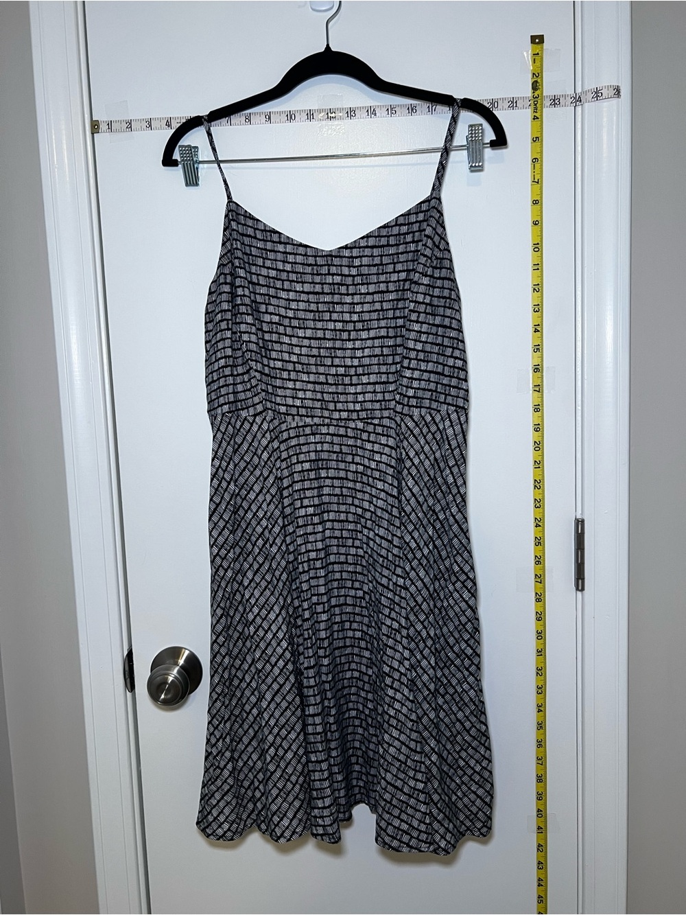 Old Navy Black and White Striped Patterned Spaghetti Strap A line Dress Smocked